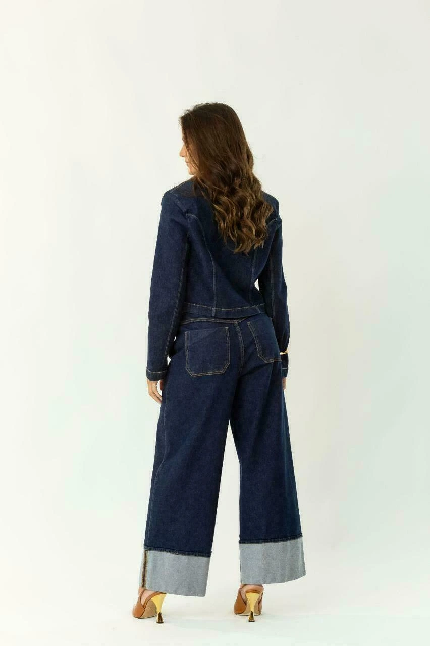 BLAZER CROPPED AMACIADO JEANS ESCURO
